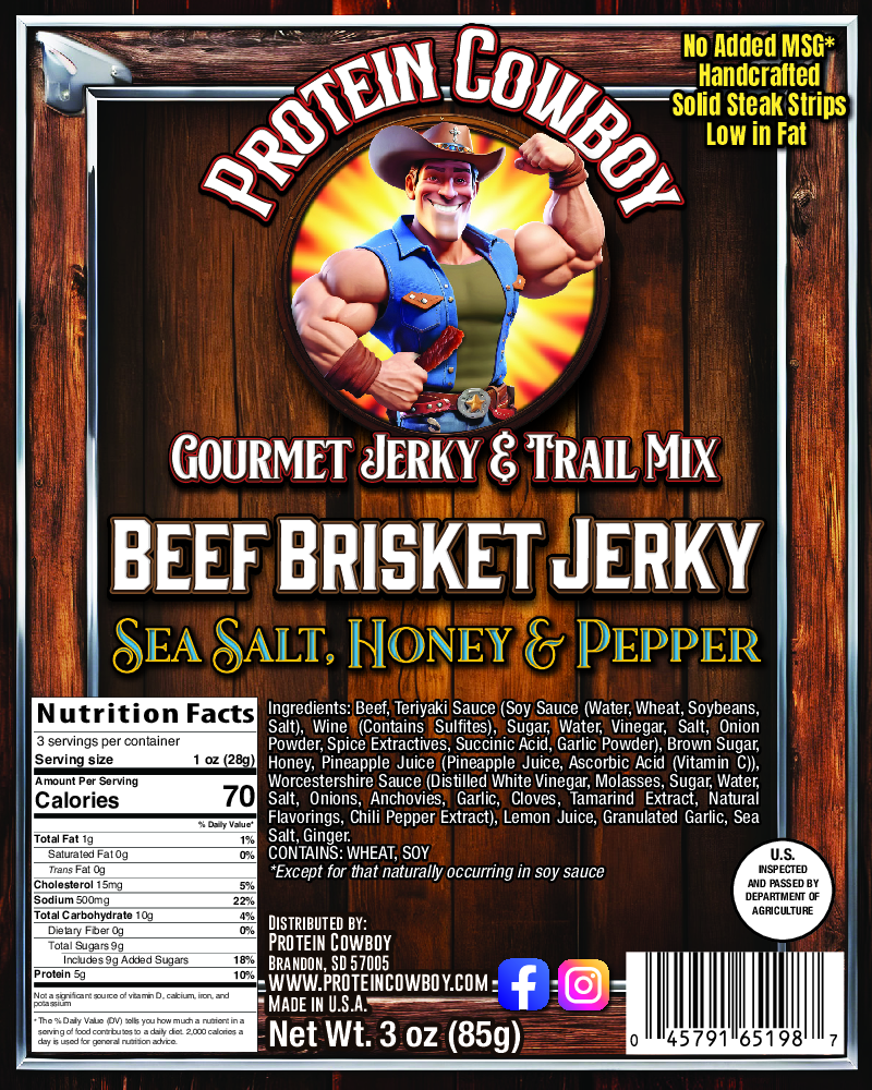 Sea Salt Honey & Pepper Brisket Beef Jerky